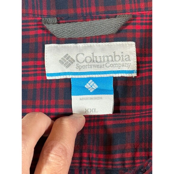Columbia Shirt Mens 2XL Long Sleeve Button Down Plaid Shirt Red Black - Picture 3 of 9